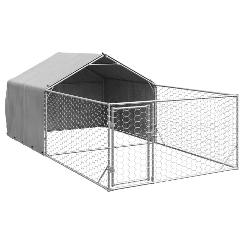 Caseta perros exterior con corral 5x2x1,5 m acero