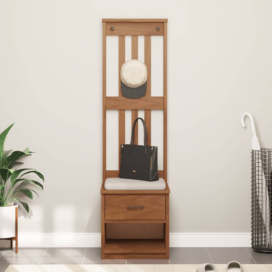 Perchero de entrada SANDENS 45x40x159,5cm madera maciza de