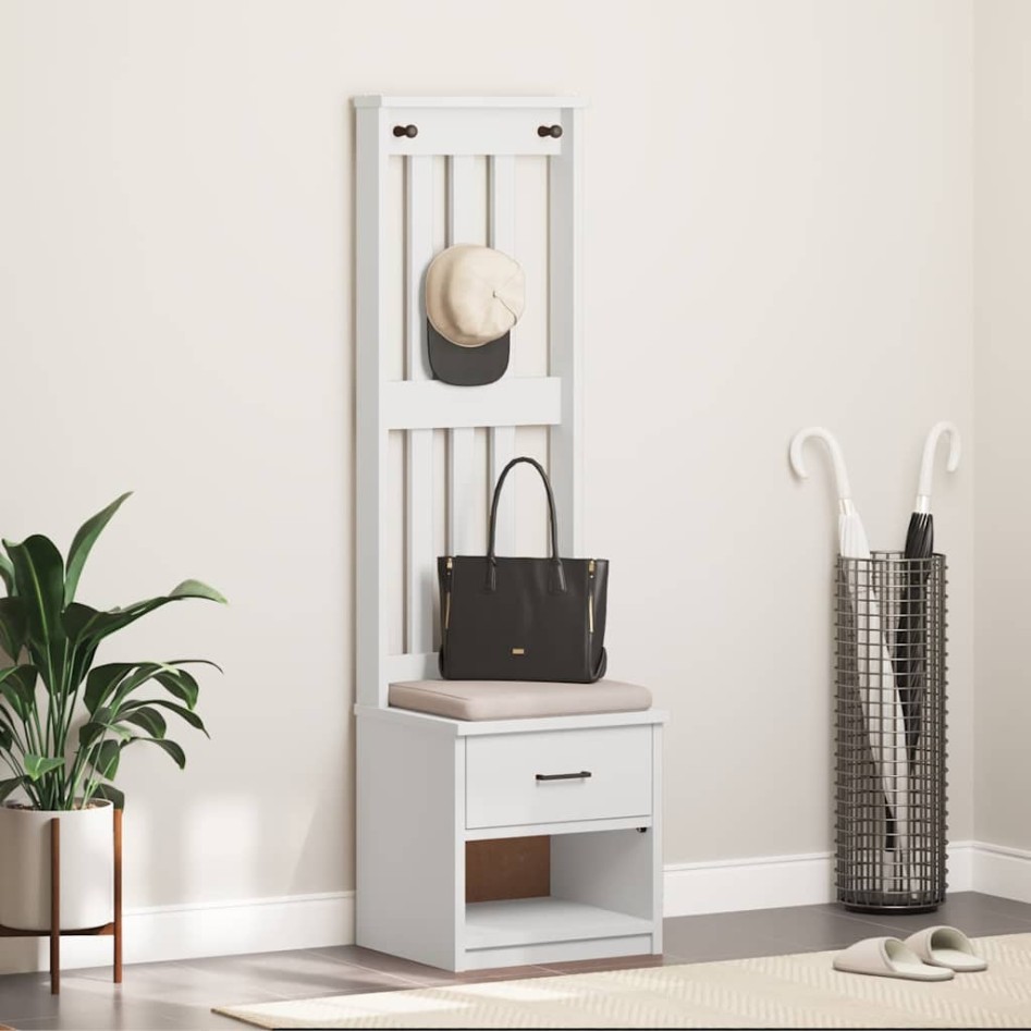 Perchero de entrada SANDENS madera pino blanco 45x40x159,5