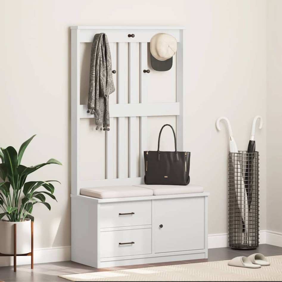 Perchero de entrada SANDENS madera pino blanco 87x40x159,5