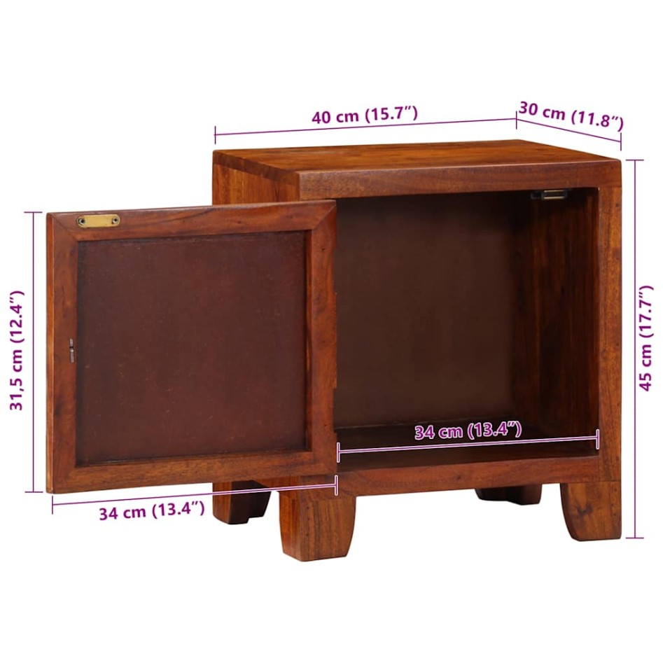 Mesita de noche 2 uds 40x30x45 cm madera maciza de