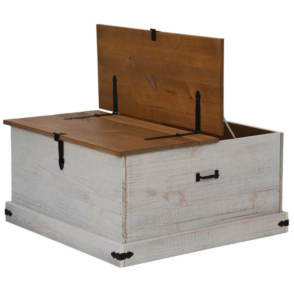 Baúl de almacenamiento HALDEN blanco 91x91x47 cm madera