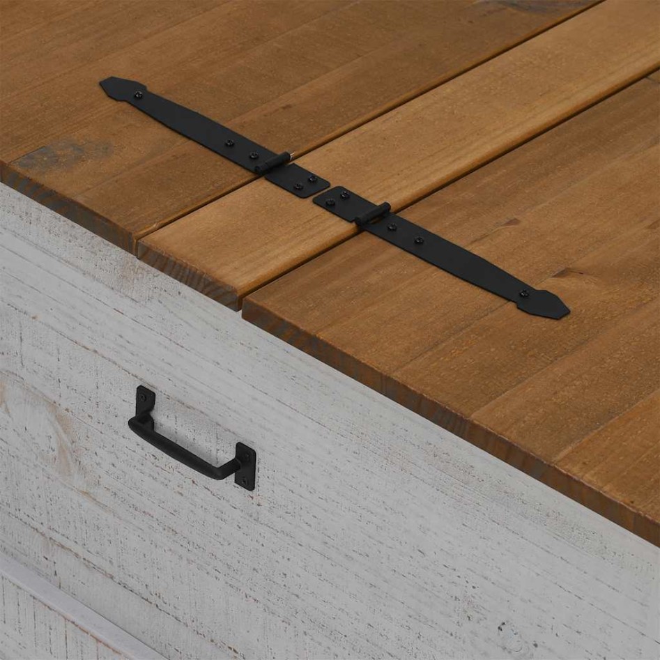 Baúl de almacenamiento HALDEN blanco 91x91x47 cm madera