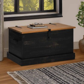 Baúl de almacenamiento HALDEN negro 91x48x47 cm madera