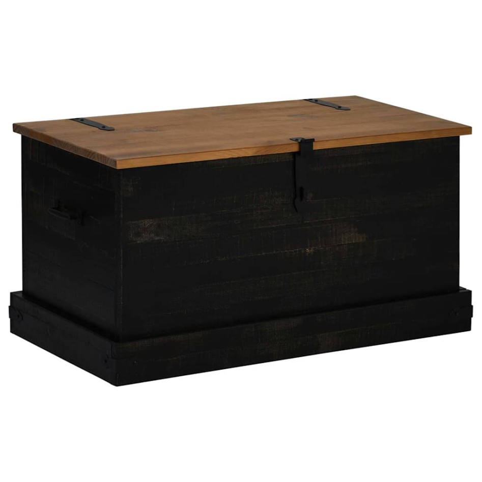 Baúl de almacenamiento HALDEN negro 91x48x47 cm madera