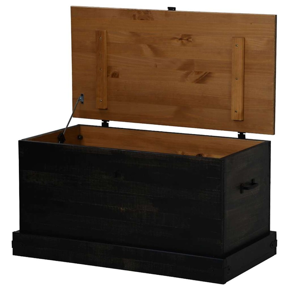 Baúl de almacenamiento HALDEN negro 91x48x47 cm madera