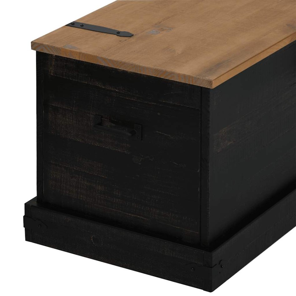 Baúl de almacenamiento HALDEN negro 91x48x47 cm madera