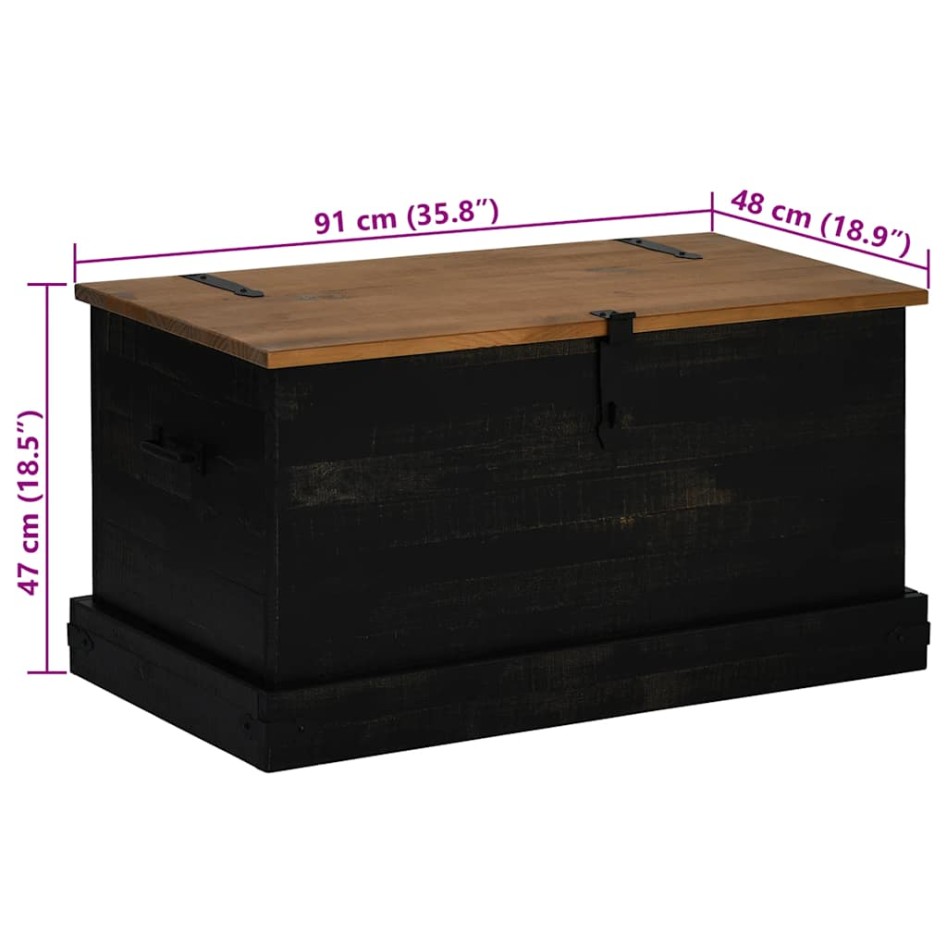 Baúl de almacenamiento HALDEN negro 91x48x47 cm madera