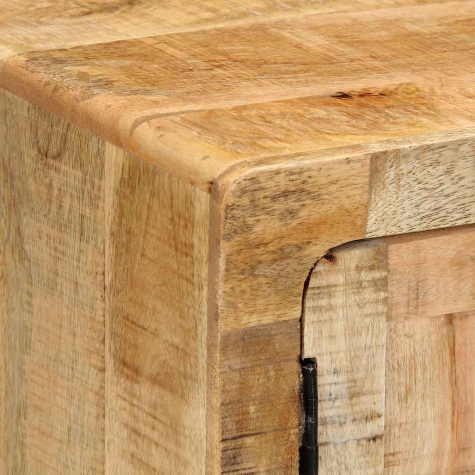 Mesita de noche de madera maciza de mango rugosa 40x32x46