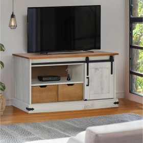 Mueble de TV HALDEN con puerta corredera blanco 110x40x60