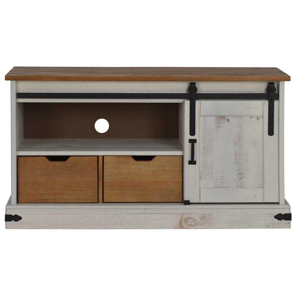 Mueble de TV HALDEN con puerta corredera blanco 110x40x60