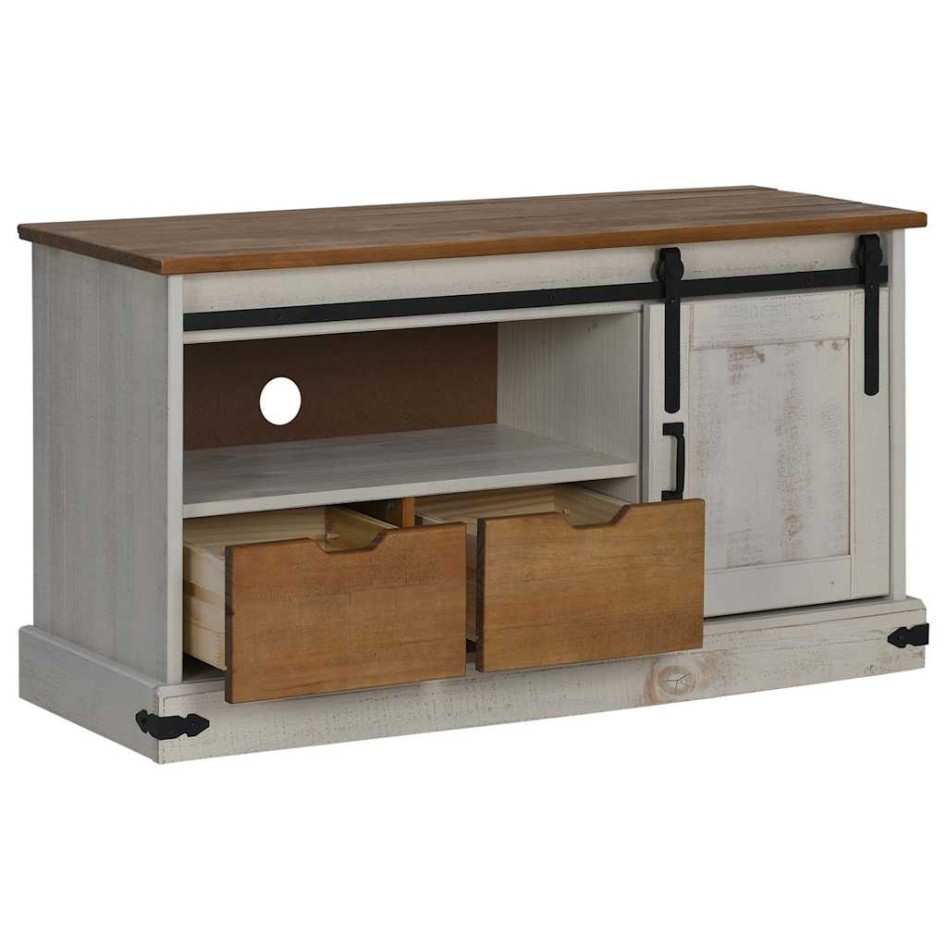 Mueble de TV HALDEN con puerta corredera blanco 110x40x60