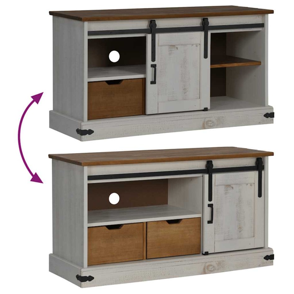 Mueble de TV HALDEN con puerta corredera blanco 110x40x60