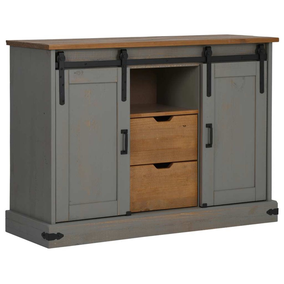 Aparador HALDEN 2 puertas correderas gris 112x40x80