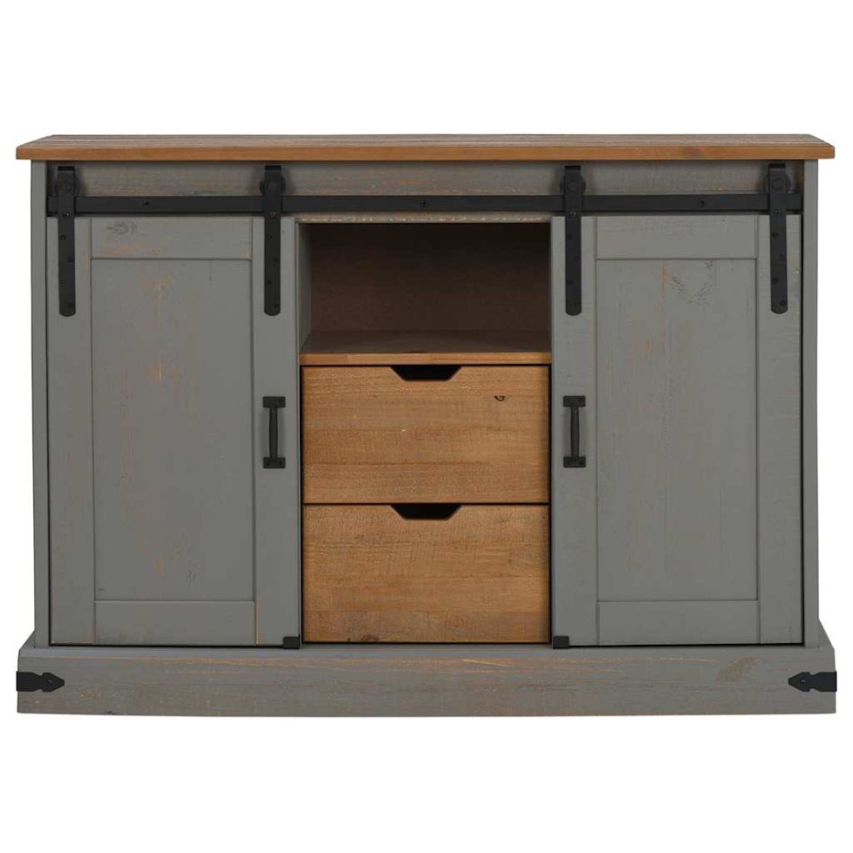 Aparador HALDEN 2 puertas correderas gris 112x40x80