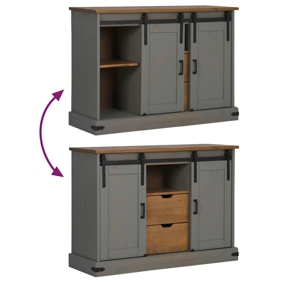 Aparador HALDEN 2 puertas correderas gris 112x40x80