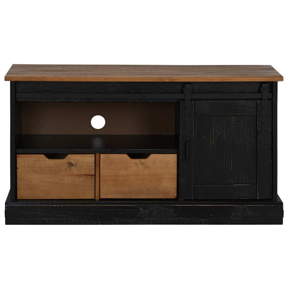 Mueble de TV HALDEN con puerta corredera negro 110x40x60