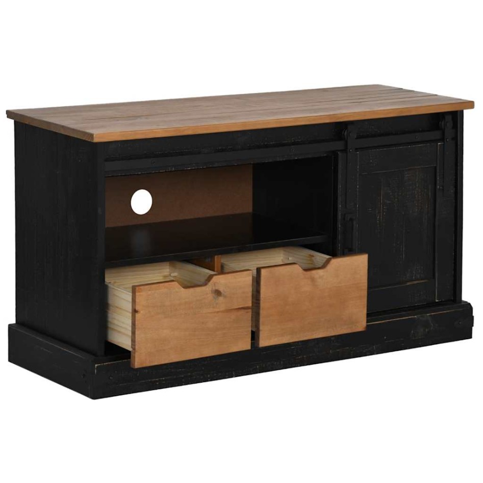 Mueble de TV HALDEN con puerta corredera negro 110x40x60