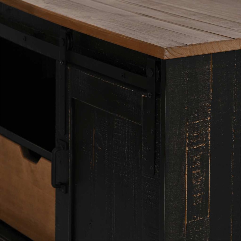 Mueble de TV HALDEN con puerta corredera negro 110x40x60