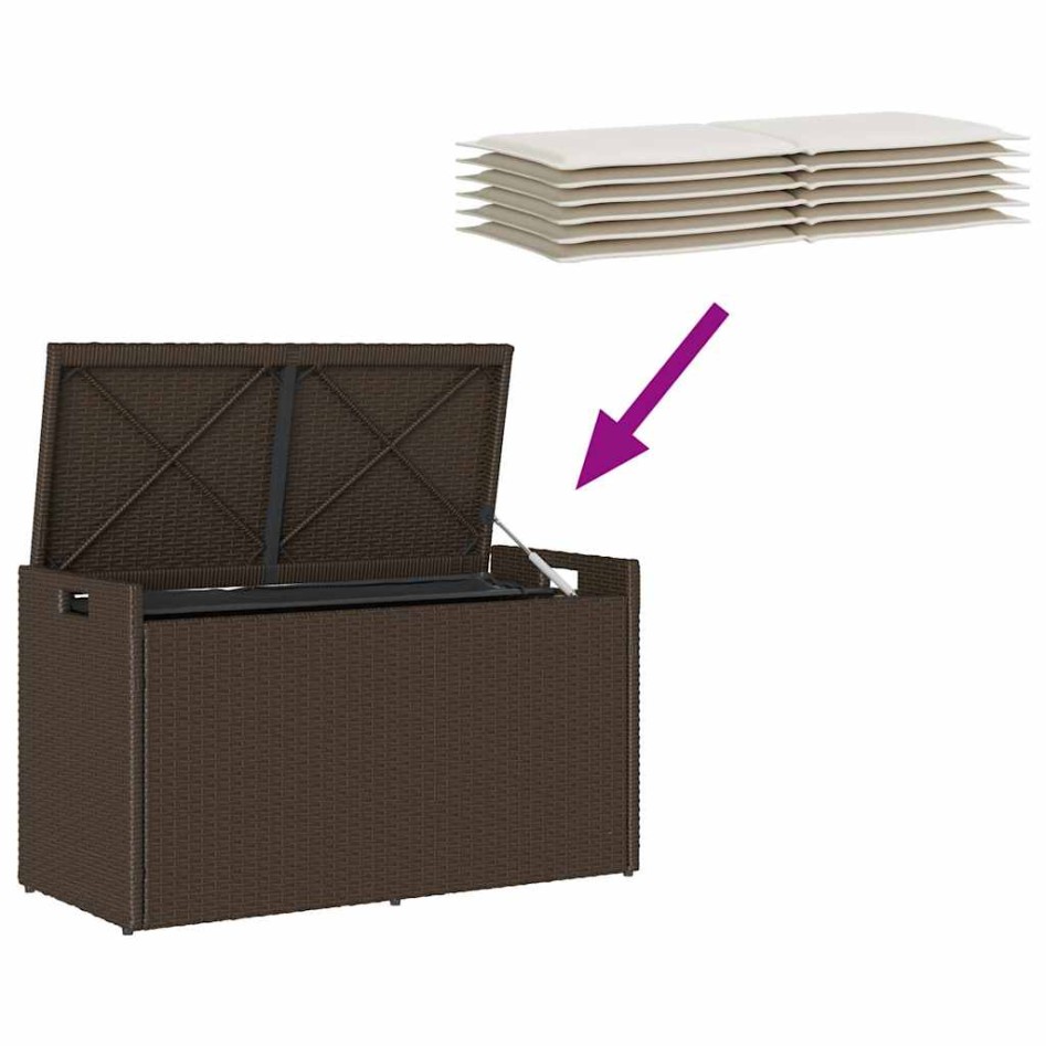 Banco de almacenaje con cojín marrón 100 cm ratán