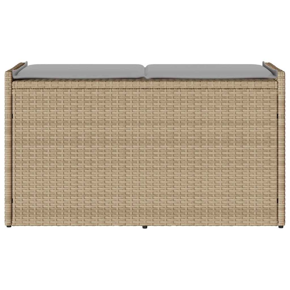 Banco de almacenaje con cojín beige 100 cm ratán