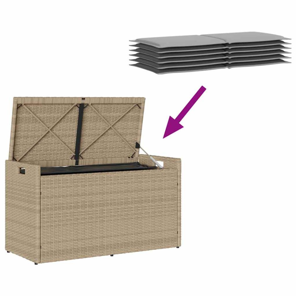 Banco de almacenaje con cojín beige 100 cm ratán