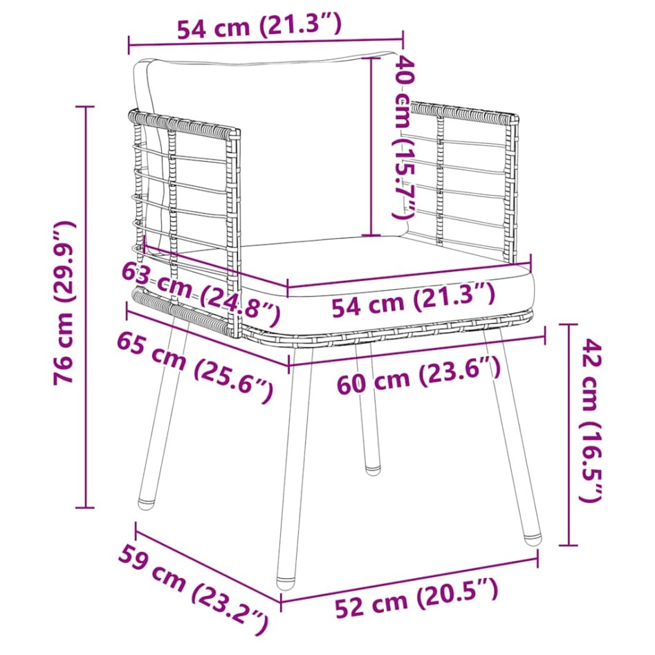 Sillón de jardín con cojines ratán sintético