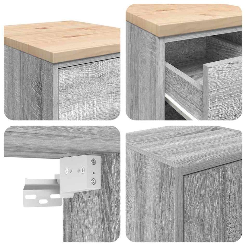 Armarios 2 uds para garaje madera ingeniería gris