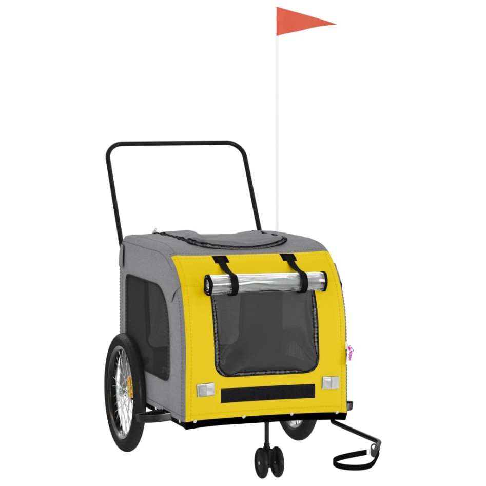 Remolque de bicicleta mascotas hierro tela Oxford amarillo
