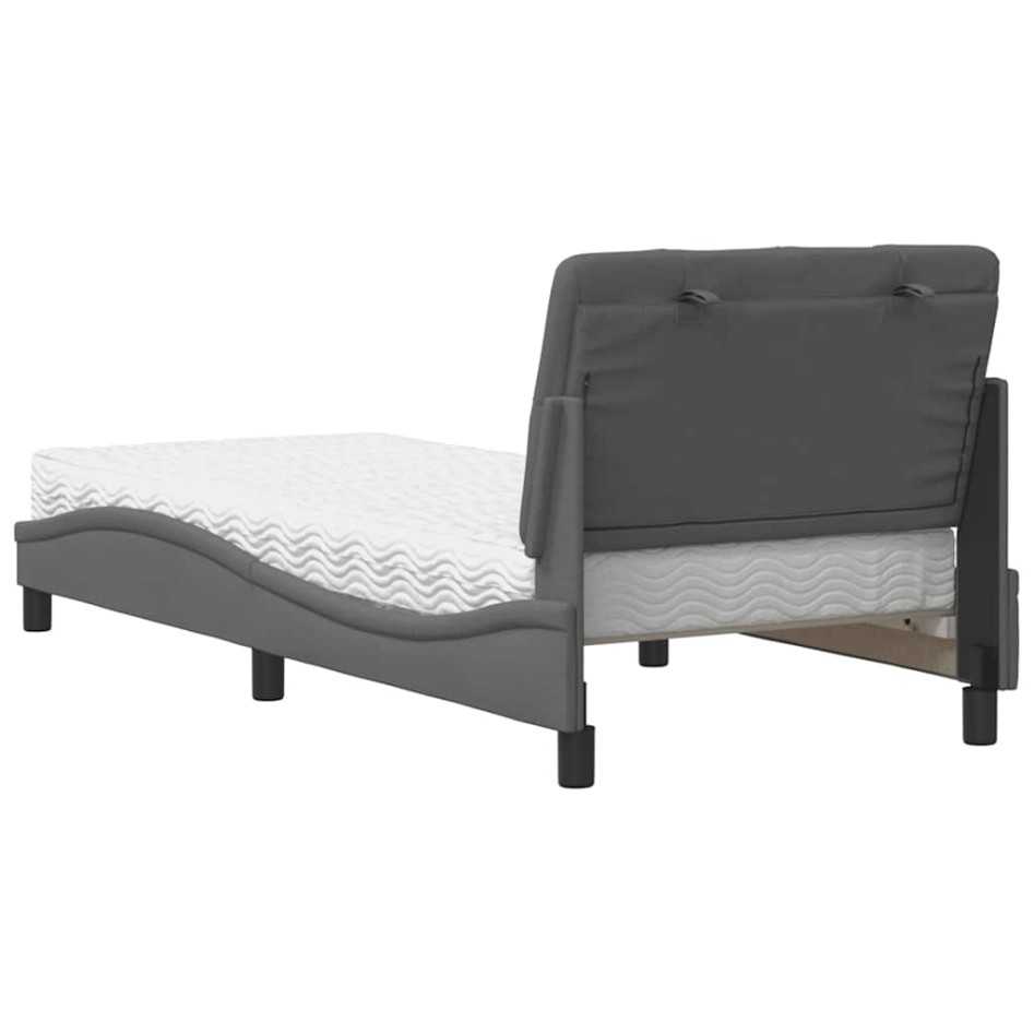 Cama con colchón tela gris oscuro 90x190