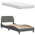 Cama con colchón tela gris oscuro 90x190
