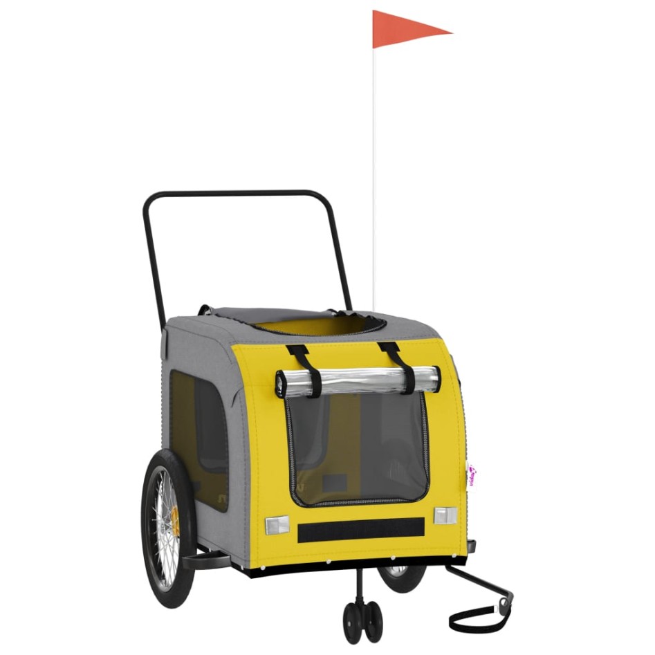 Remolque de bicicleta mascotas hierro tela Oxford amarillo