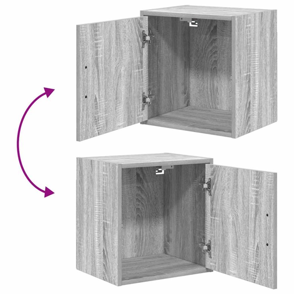 Armarios 2 uds para garaje madera ingeniería gris