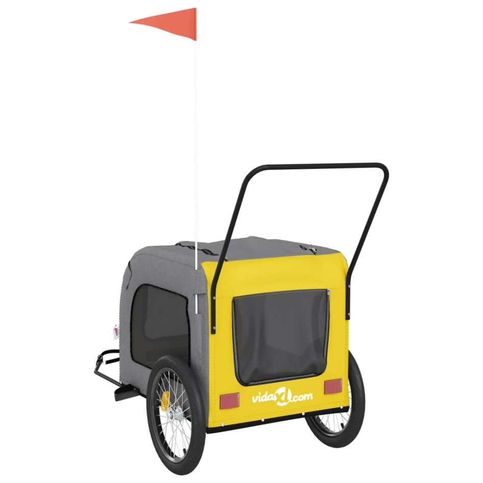 Remolque de bicicleta mascotas hierro tela Oxford amarillo