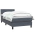 Cama box spring con colchón terciopelo gris oscuro 90x220