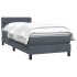 Cama box spring con colchón terciopelo gris oscuro 80x210