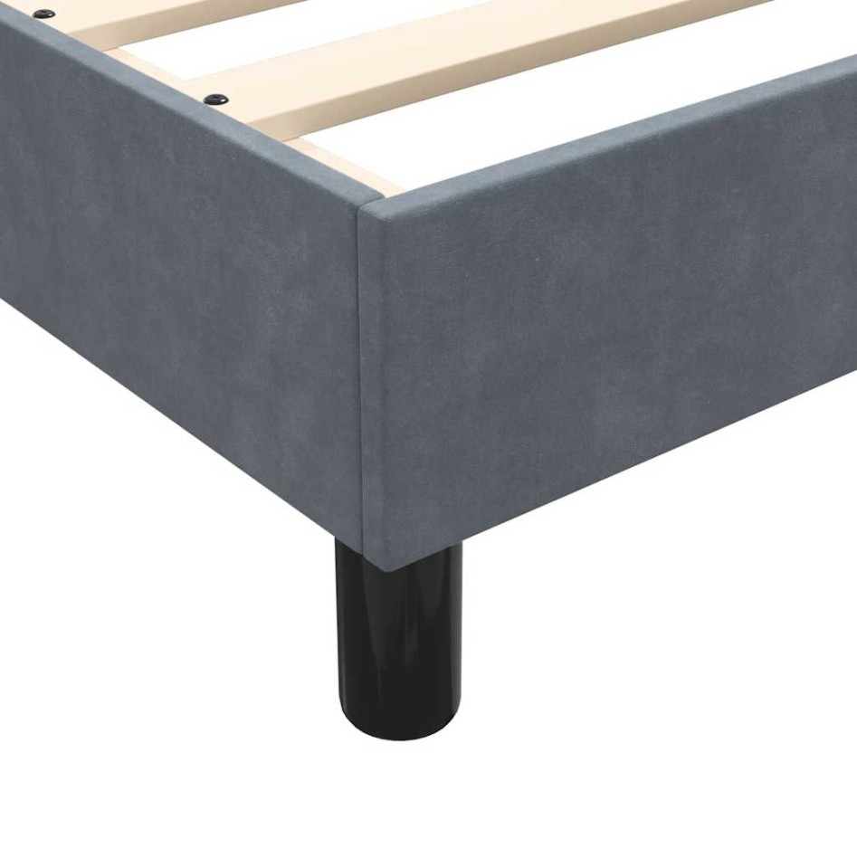 Cama box spring con colchón terciopelo gris oscuro 80x210