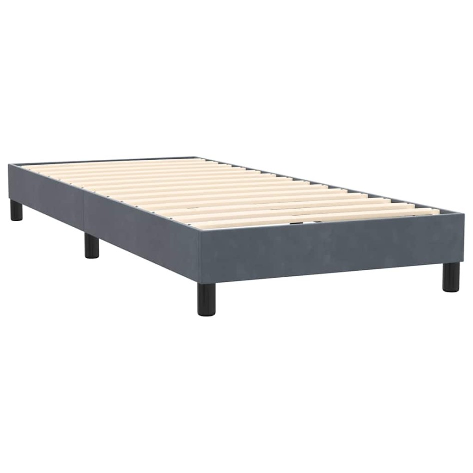 Cama box spring con colchón terciopelo gris oscuro 80x220