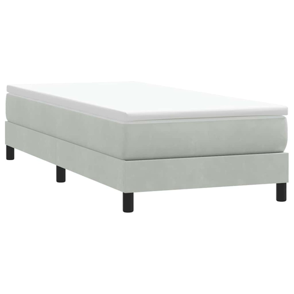 Cama box spring con colchón terciopelo gris claro 90x220