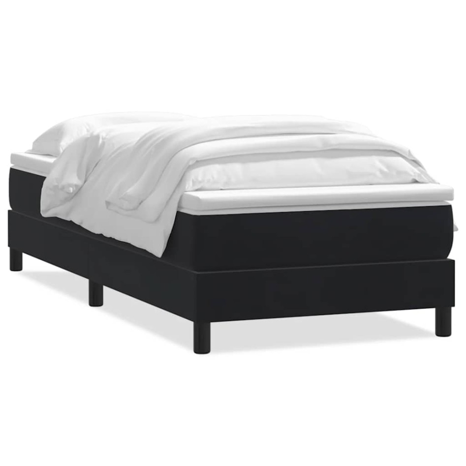 Cama box spring con colchón cuero sintético negro 80x220