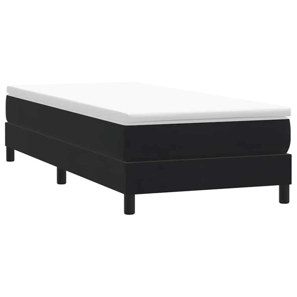 Cama box spring con colchón cuero sintético negro 80x220