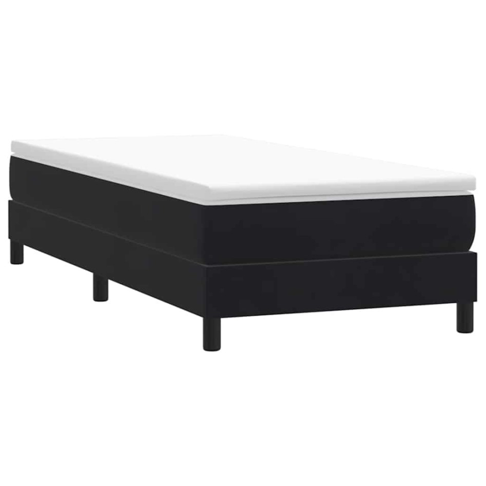 Cama box spring con colchón terciopelo negro 90x220