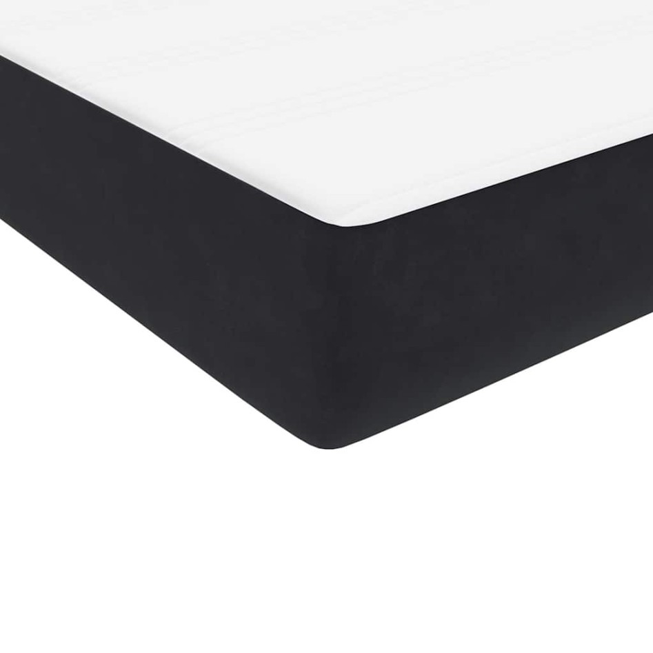 Cama box spring con colchón terciopelo negro 90x220