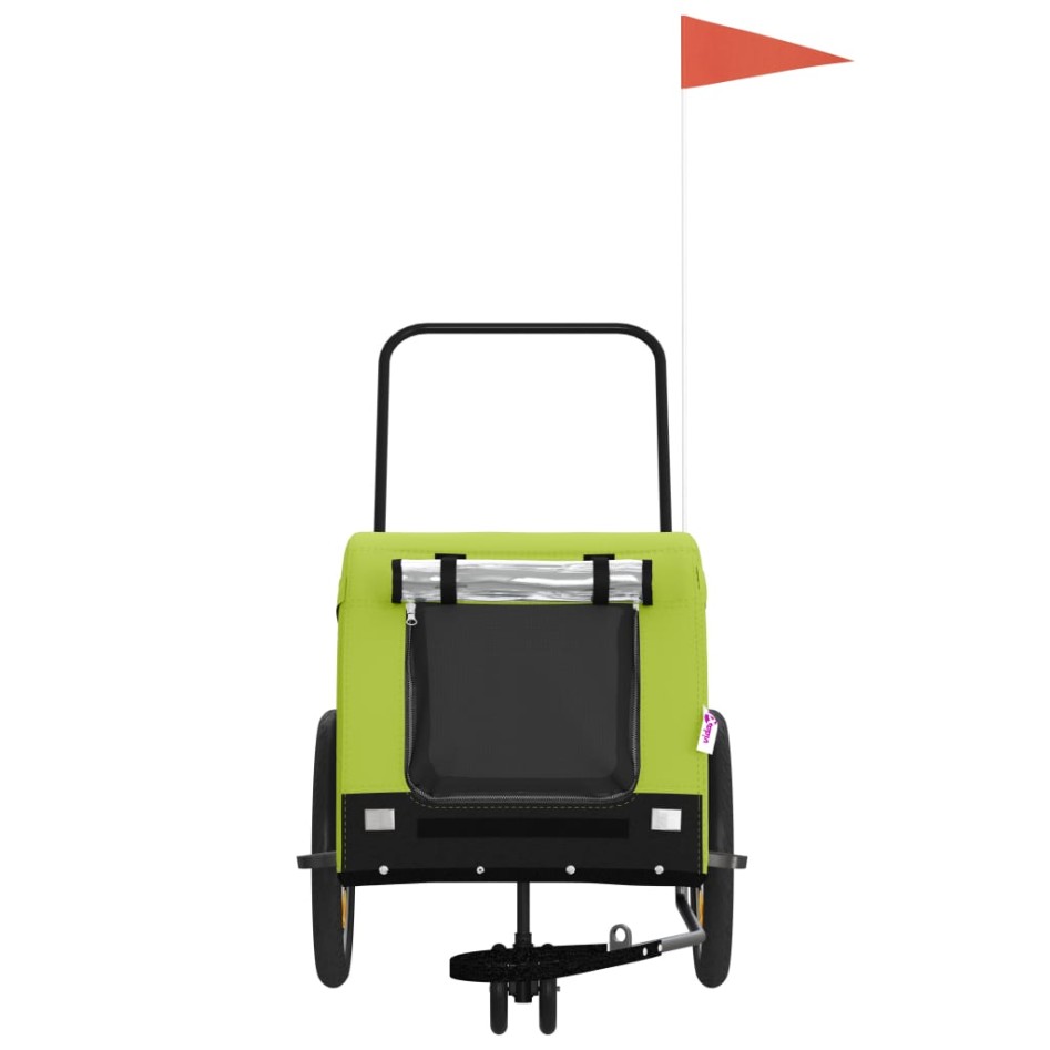 Remolque de bicicleta mascotas hierro tela Oxford verde