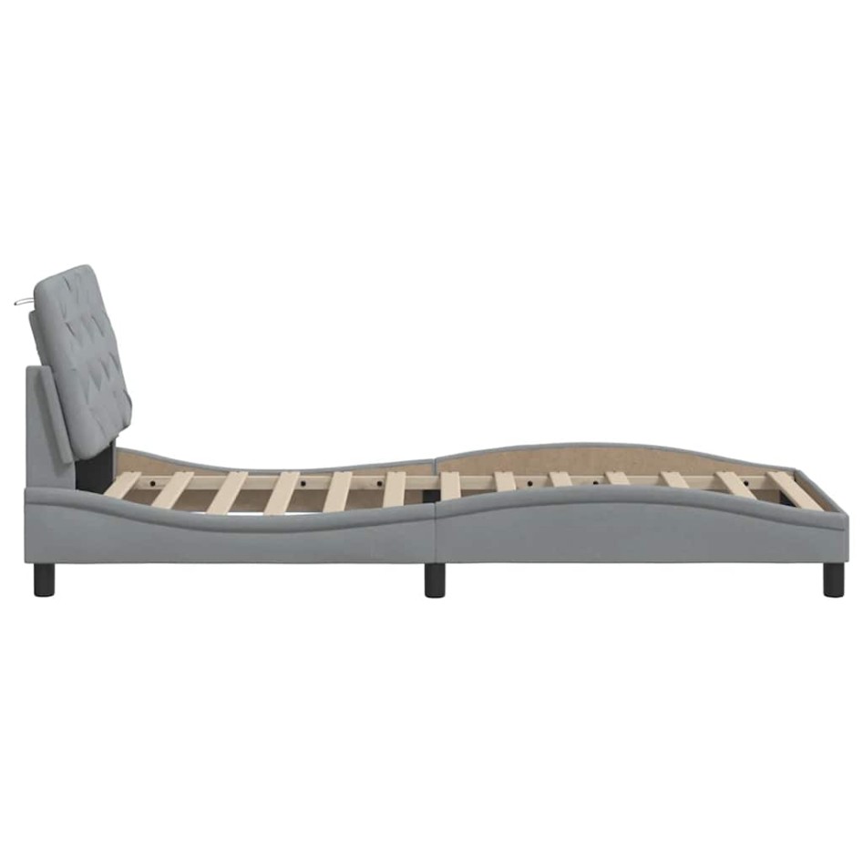 Estructura de cama sin colchón tela gris claro 80x200