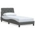 Estructura de cama sin colchón tela gris oscuro 90x190