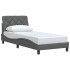 Estructura de cama sin colchón tela gris oscuro 90x190