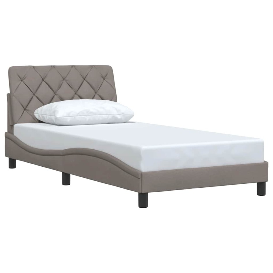 Estructura de cama sin colchón tela gris taupe 100x200