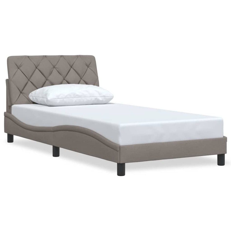Estructura de cama sin colchón tela gris taupe 100x200