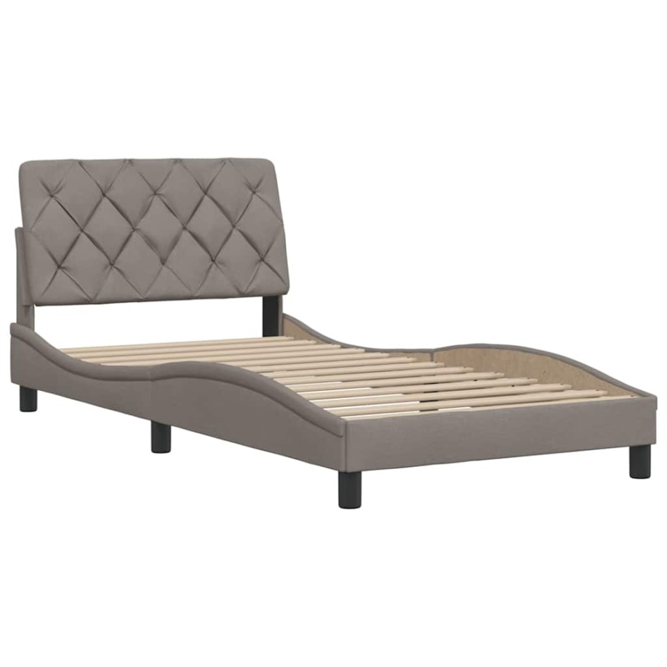 Estructura de cama sin colchón tela gris taupe 100x200